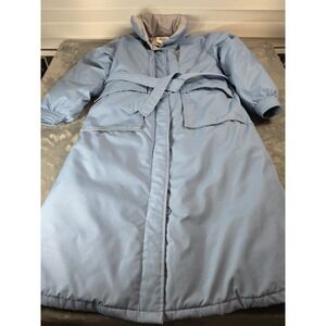 Vintage Down Trench Coat Sky Blue Size Missy Small Waist Belt